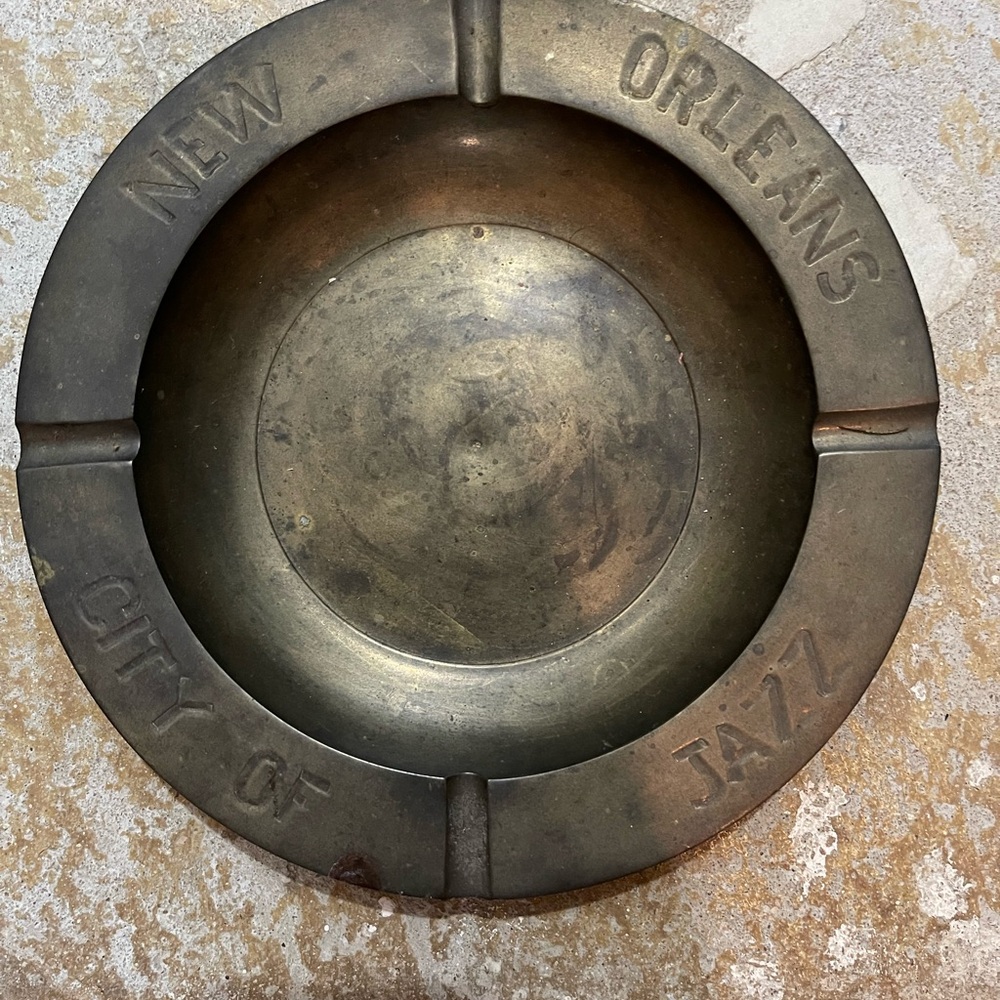 Source Unknown Brass New Orleans 'City of Jazz' Round Ashtray
